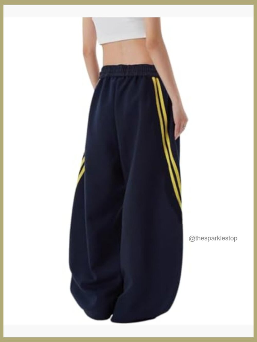 Baggy Sweatpants Barrel Leg Oversized Striped Drawstring Lounge Pants with - Picture 5 of 6